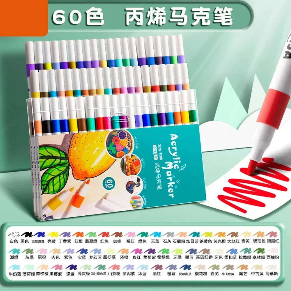 12-80 Color Acrylic Paint Markers Set Soft Tip for Art & DIY Surfaces