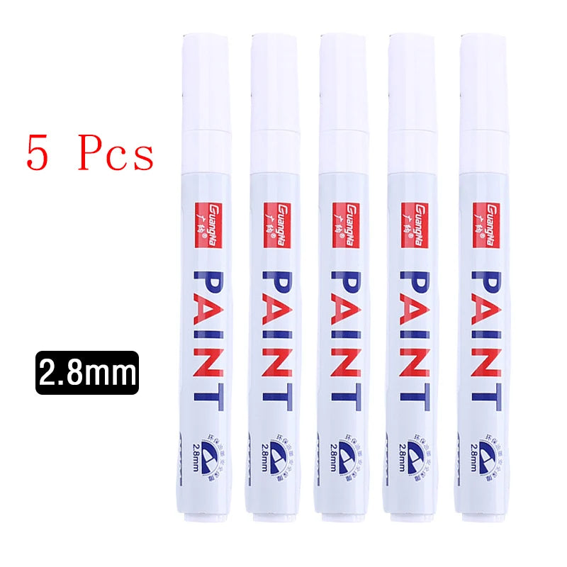 White Marker Pen Set Waterproof Oily Ink for DIY Sketch & Writing