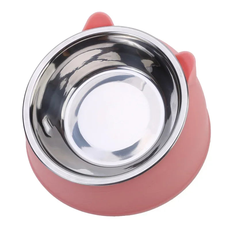 Inclined Cat Bowl – Cute Stainless Steel Feeding Bowl for Kittens & Puppies