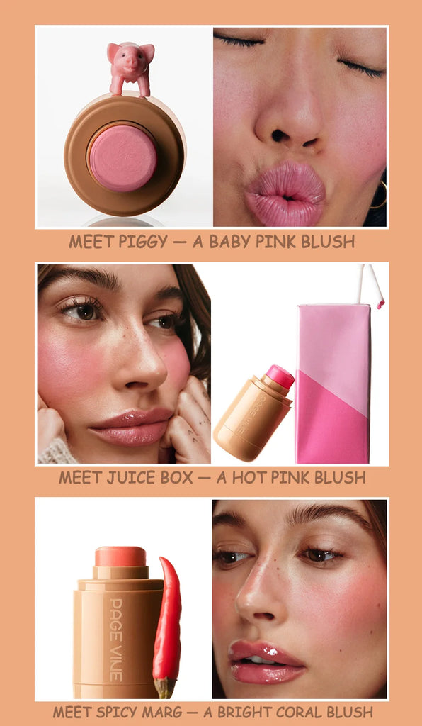PAGE VINE Pocket Blush Stick – 6-in-1 Lip & Cheek Balm