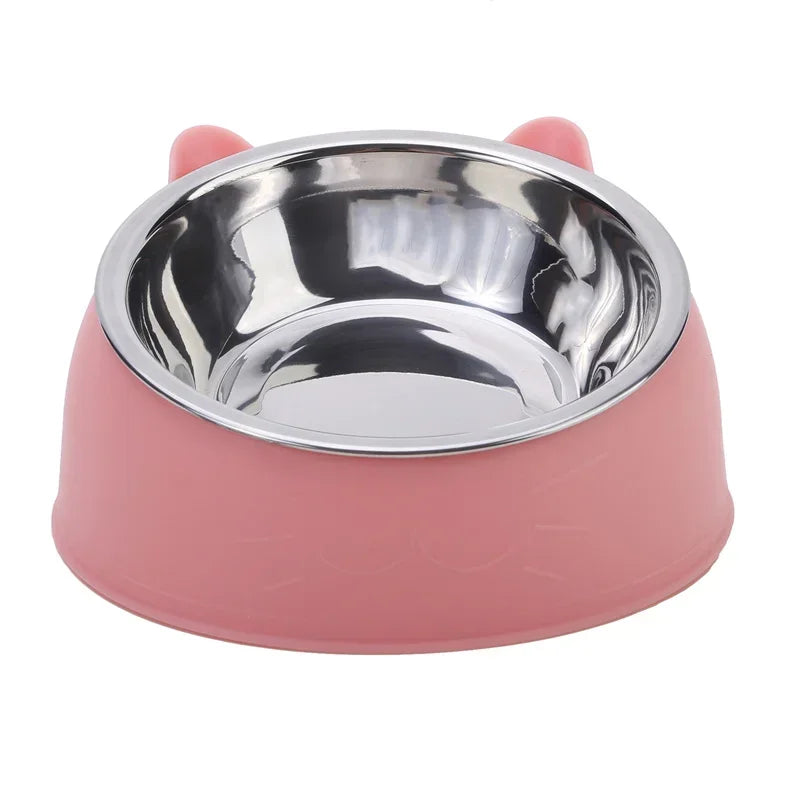 Inclined Cat Bowl – Cute Stainless Steel Feeding Bowl for Kittens & Puppies