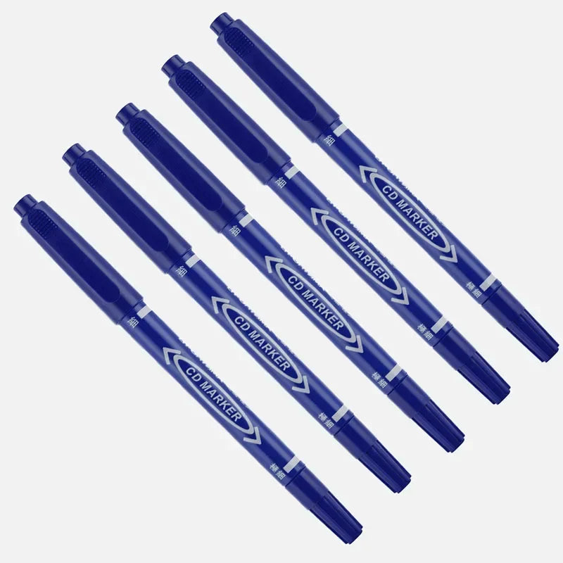 5/10 Pcs Twin Tip Permanent Marker Black/Blue/Red Oil Marker Pen Fine Nid Marker Ink Stationery School & Office Supplies