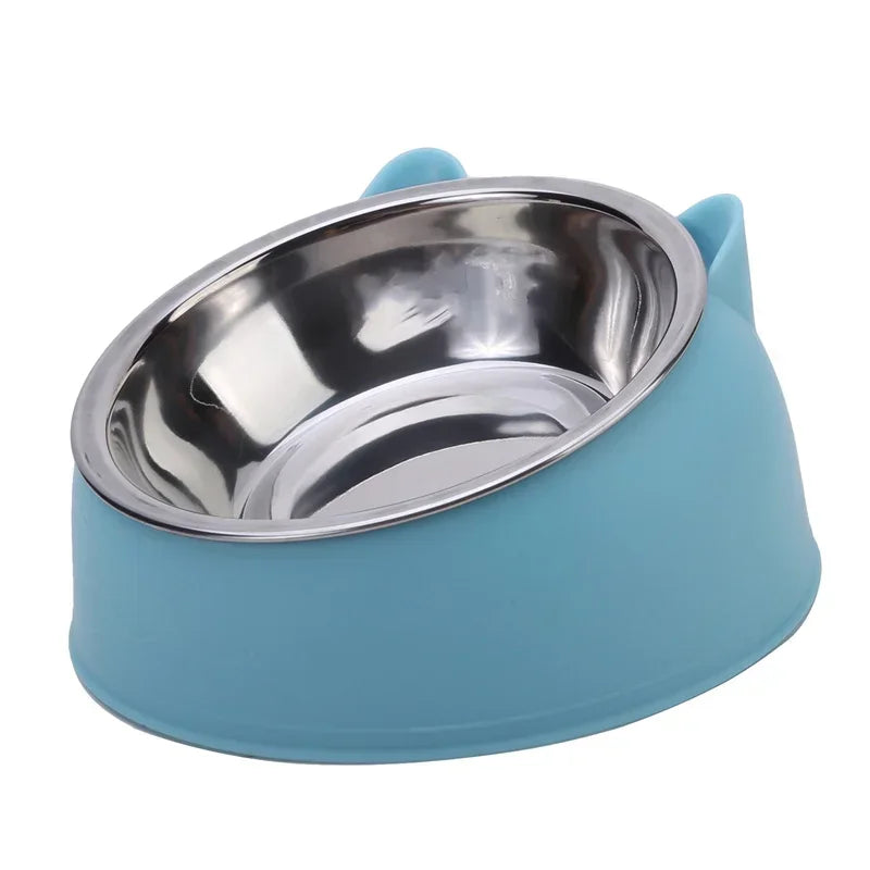 Inclined Cat Bowl – Cute Stainless Steel Feeding Bowl for Kittens & Puppies