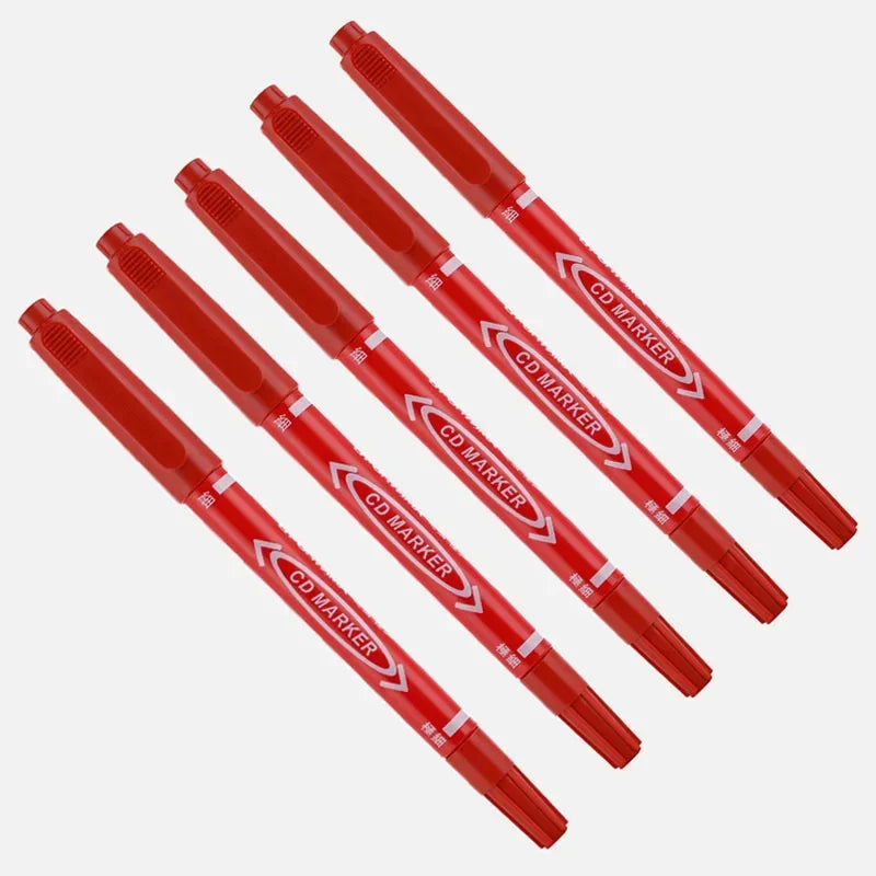 5/10 Pcs Twin Tip Permanent Marker Black/Blue/Red Oil Marker Pen Fine Nid Marker Ink Stationery School & Office Supplies
