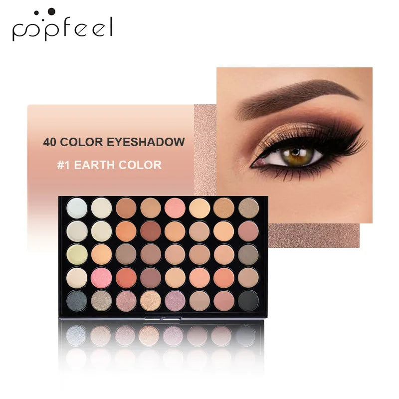 POPFEEL 40-Color Eyeshadow Palette – Long Lasting & Easy Blend