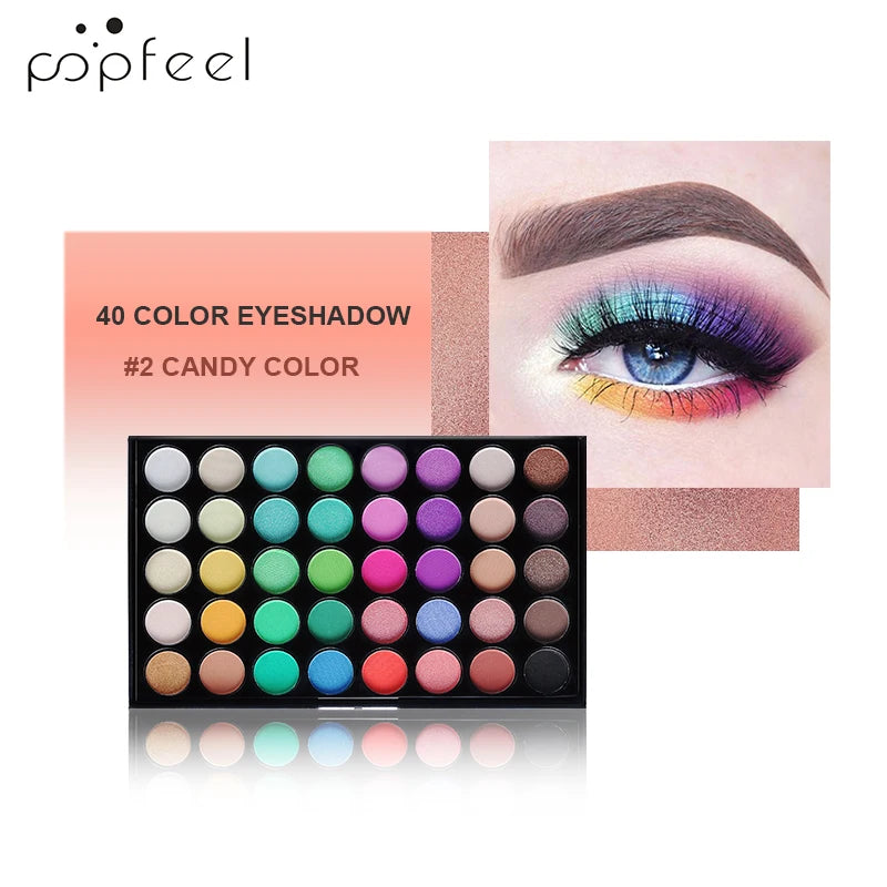 POPFEEL 40-Color Eyeshadow Palette – Long Lasting & Easy Blend