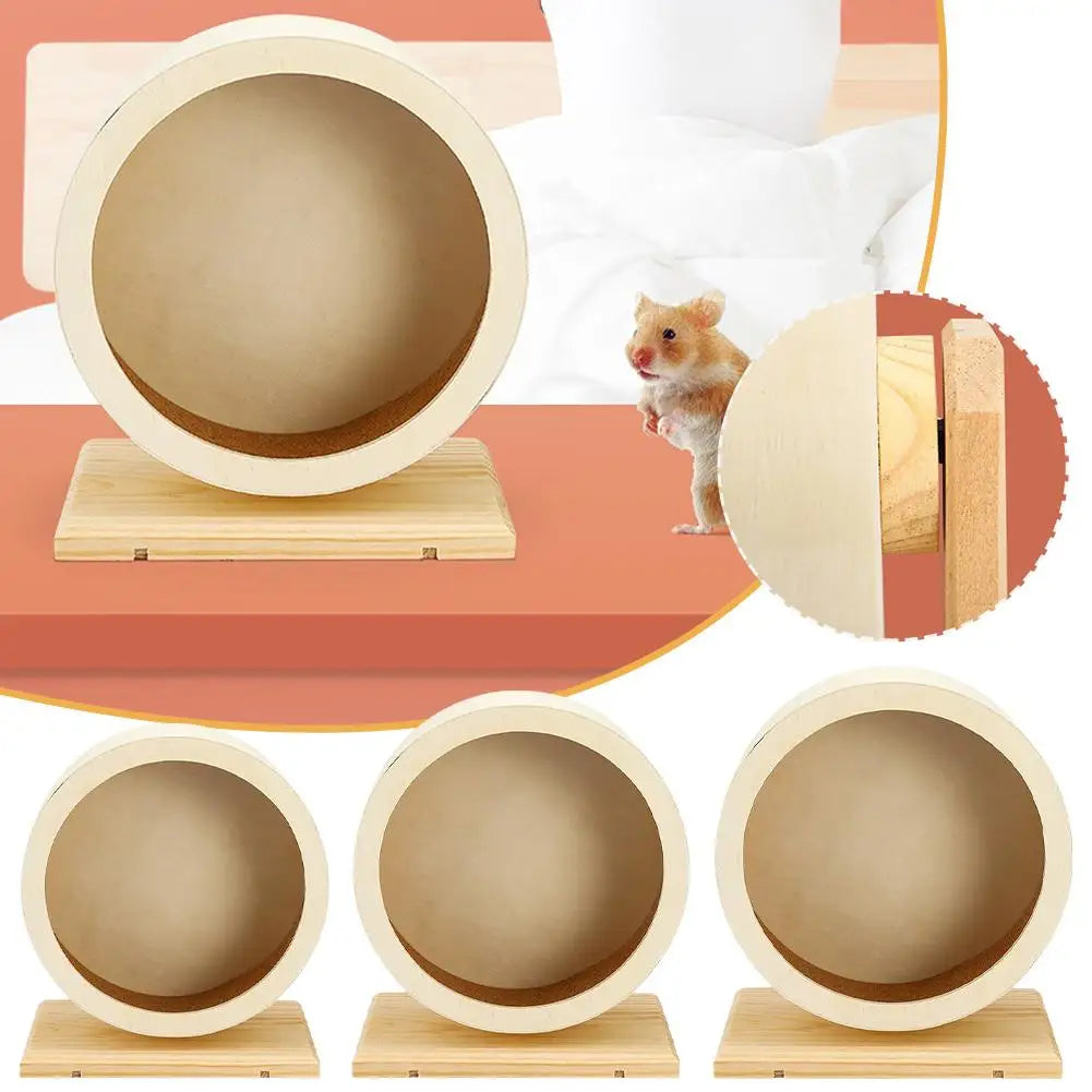 Golden Bear Silent Wooden Hamster Wheel with Cork Pad
