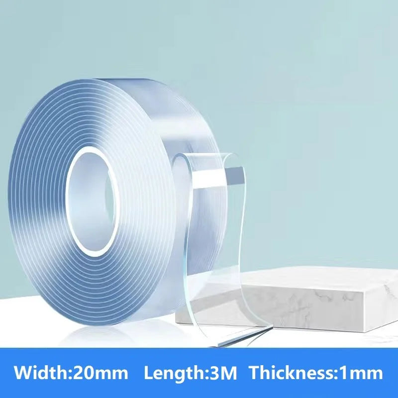 Nano Double Sided Tape 1/3/5M Transparent Reusable Waterproof Adhesive
