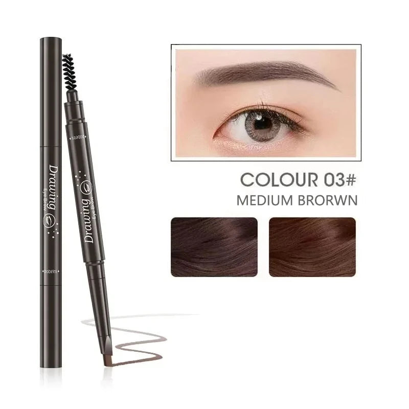 2-in-1 Waterproof Eyebrow Pencil – 5 Colors, Long-Lasting Tattoo Brush