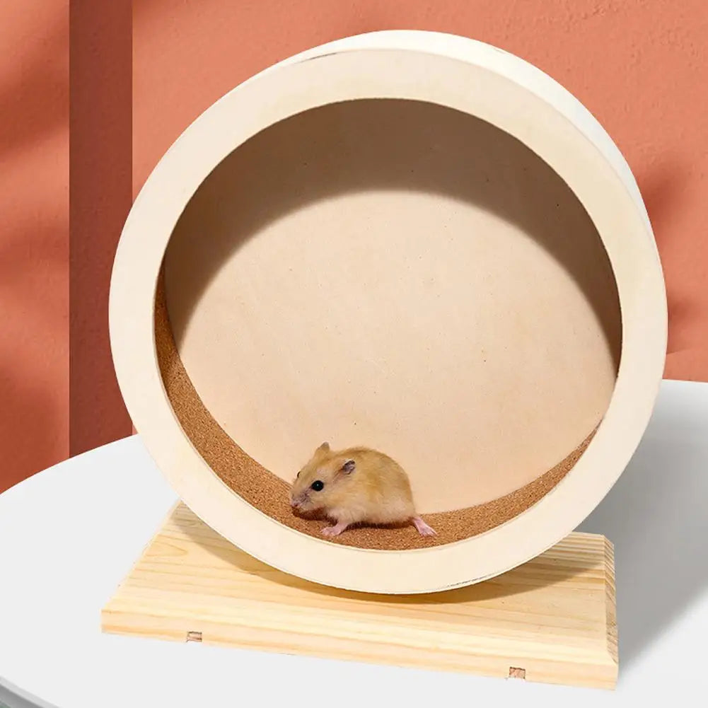 Golden Bear Silent Wooden Hamster Wheel with Cork Pad