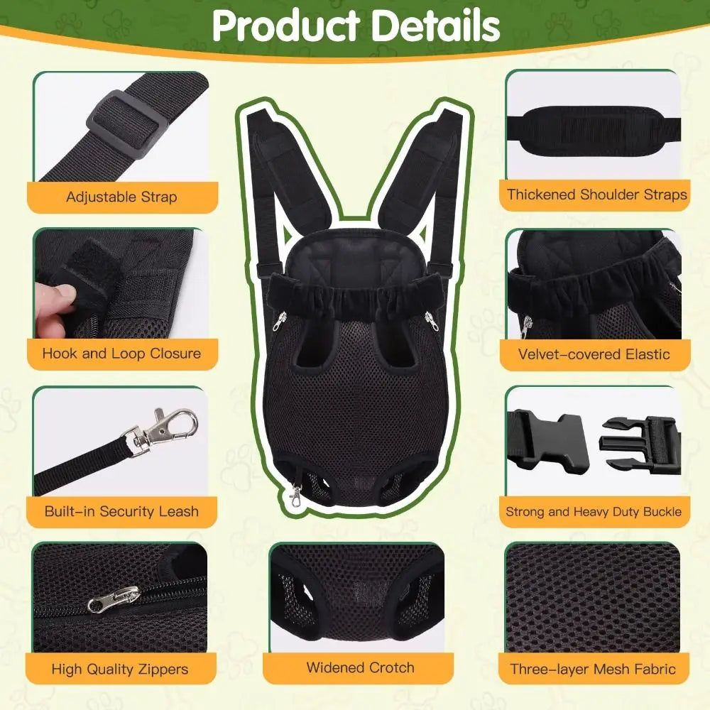 Adjustable Pet Carrier Backpack – Front Pack for Small Dogs & Cats