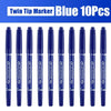 5/10 Pcs Twin Tip Permanent Marker Black/Blue/Red Oil Marker Pen Fine Nid Marker Ink Stationery School & Office Supplies