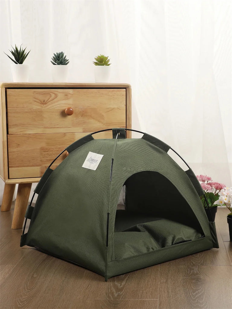 Foldable Pet Tent Nest – Breathable Semi-Closed Outdoor Bed with Cooling Pad