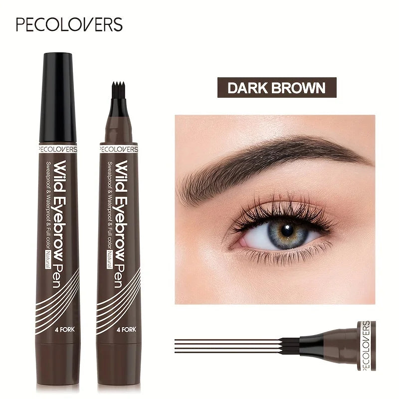 6-Color Waterproof Eyebrow Tattoo Pen – 4 Split Tip for Natural, Long-Lasting Brows!