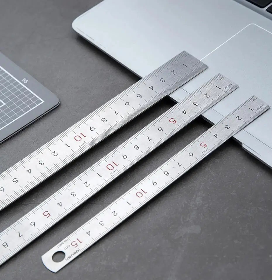 Deli Stainless Steel Ruler 15/20/30cm Metal Measuring Tool for School & Office