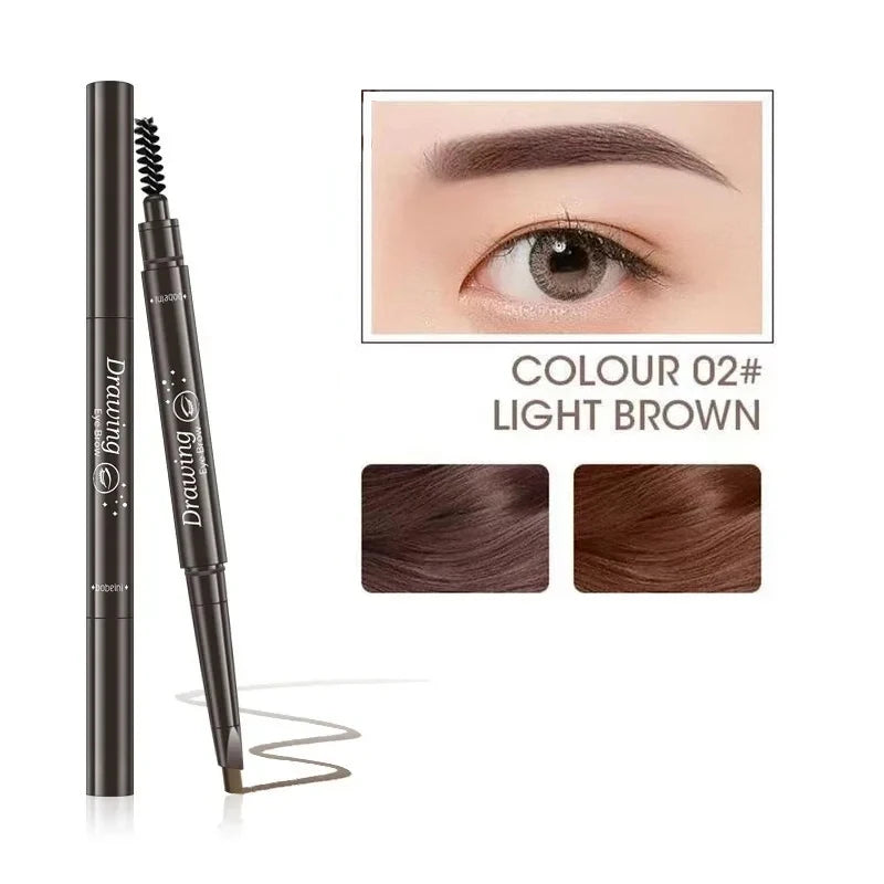 2-in-1 Waterproof Eyebrow Pencil – 5 Colors, Long-Lasting Tattoo Brush