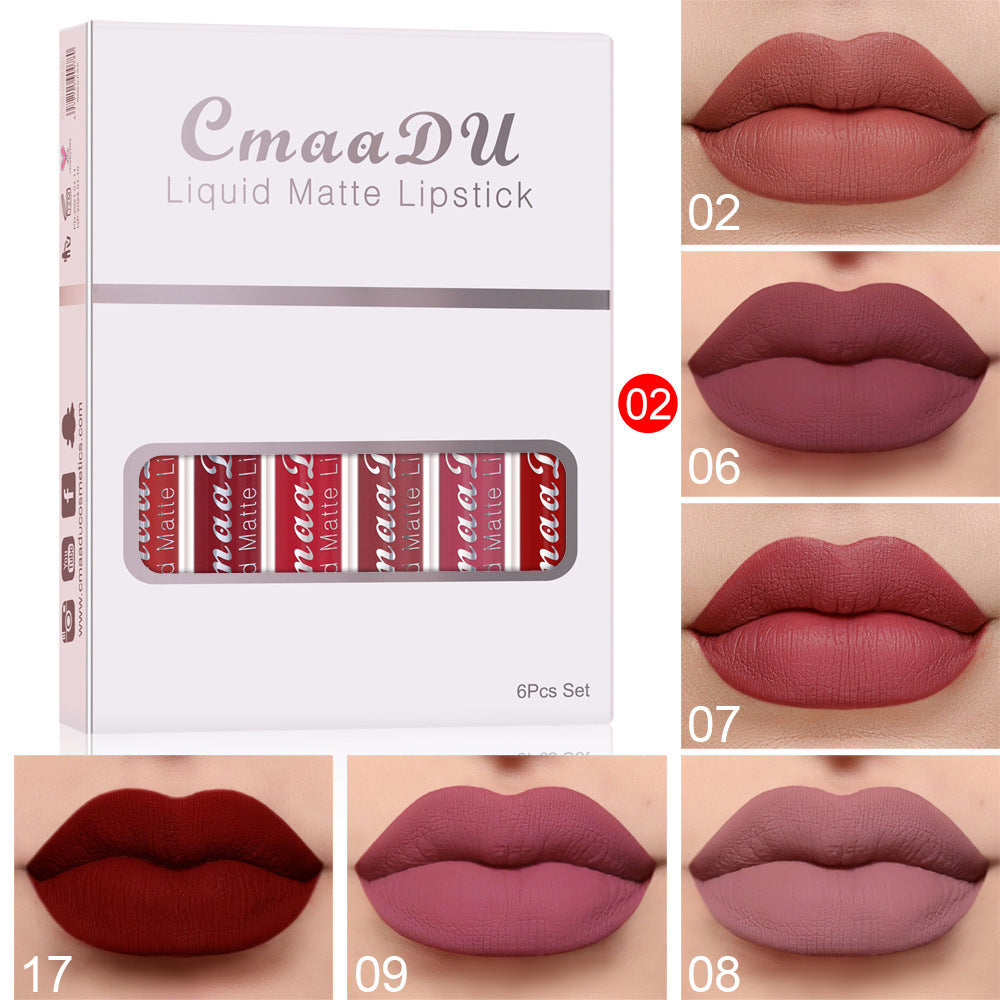 6-Pack Matte Waterproof Lipsticks – Long-Lasting & Non-Stick