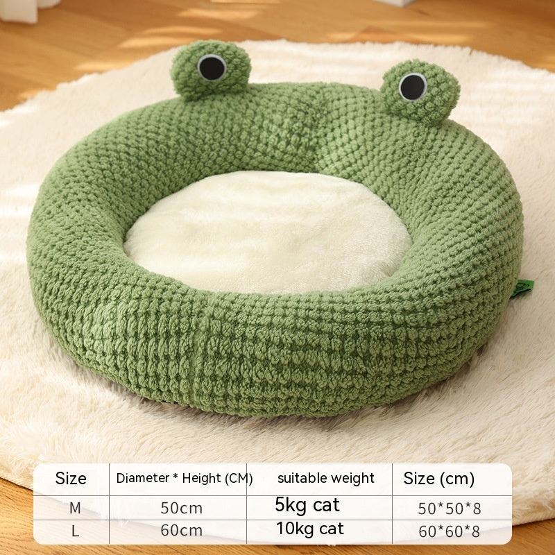 Little Frog Plush Pet Nest – Warm Cat & Dog Bed, Autumn Winter House for Small Pets