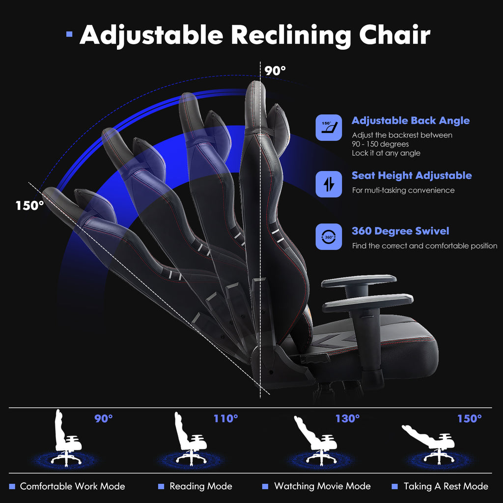 Tall Racing Gaming Chair – 350lbs Heavy-Duty Computer Chair
