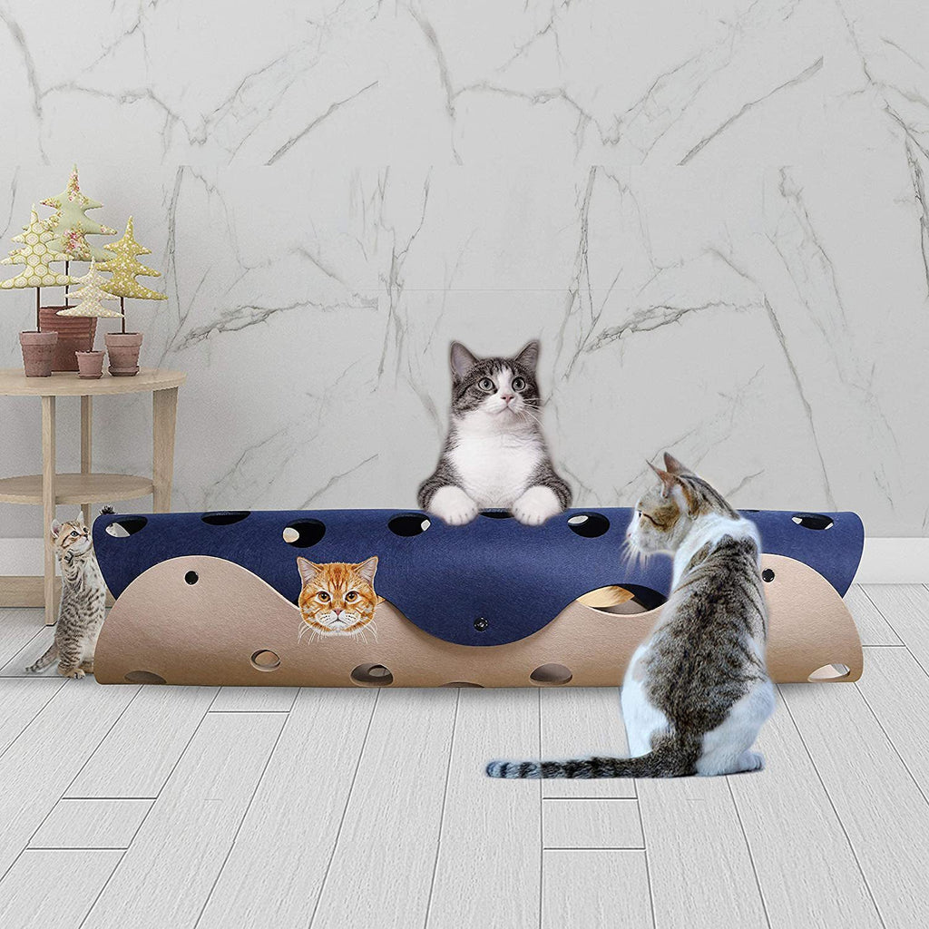 Cat Tunnel Toy with Pom Pom – Foldable, Interactive Tube House for Kittens & Cats
