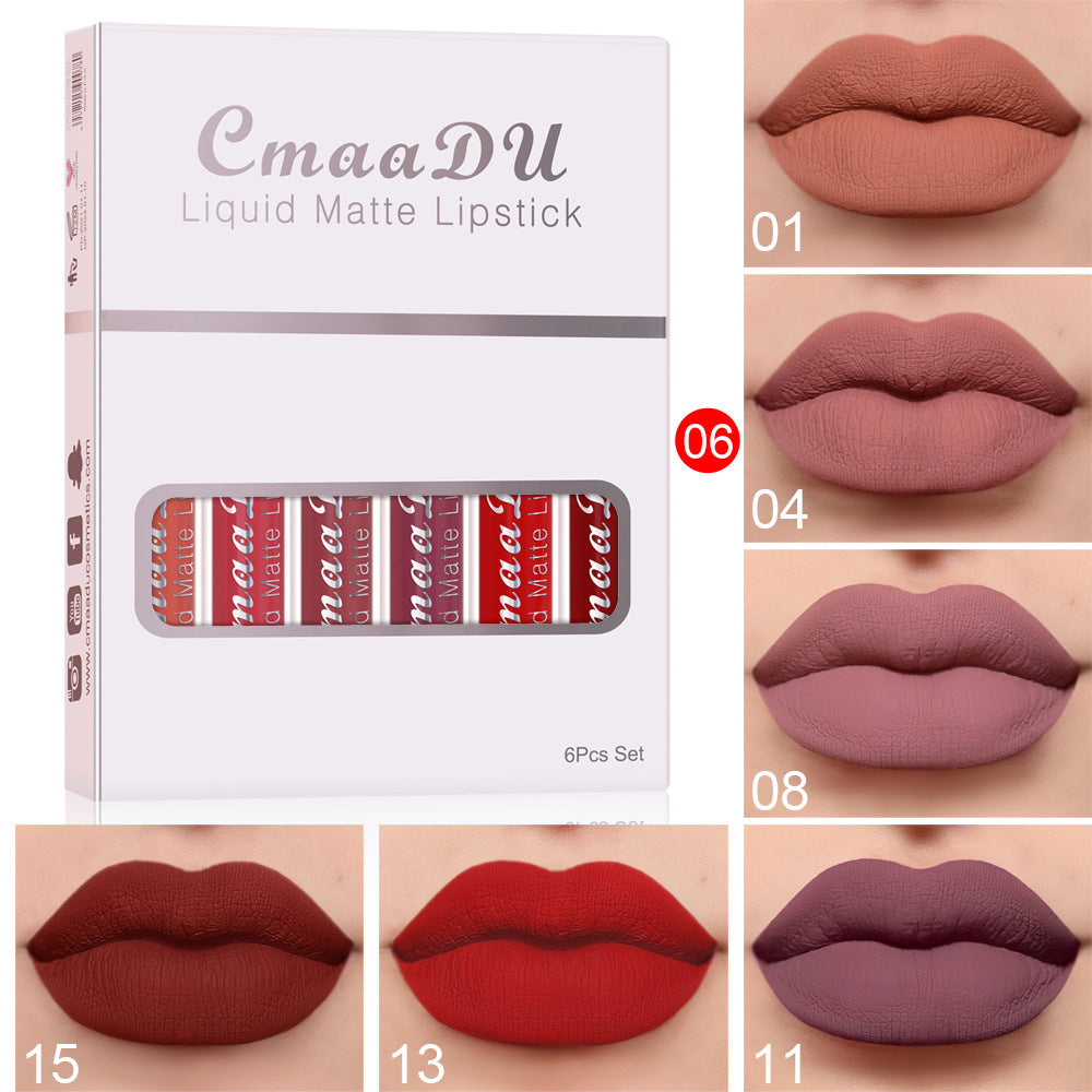 6-Pack Matte Waterproof Lipsticks – Long-Lasting & Non-Stick