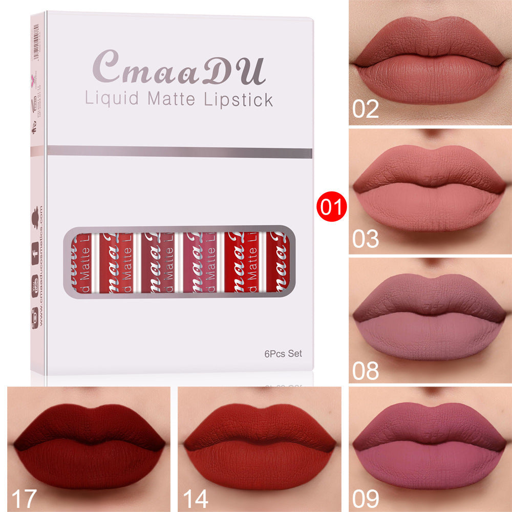 6-Pack Matte Waterproof Lipsticks – Long-Lasting & Non-Stick