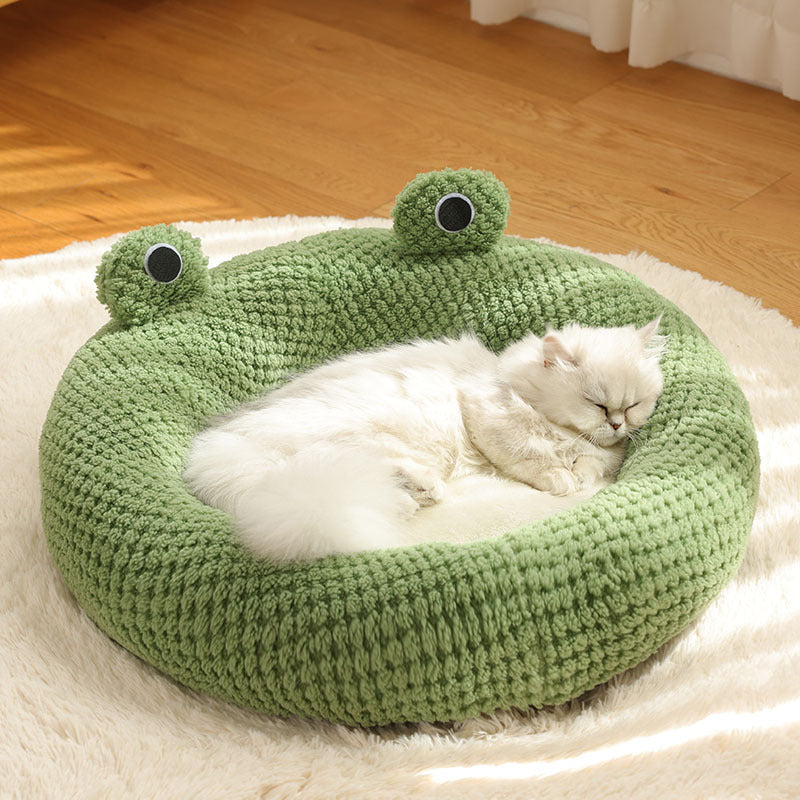 Little Frog Plush Pet Nest – Warm Cat & Dog Bed, Autumn Winter House for Small Pets
