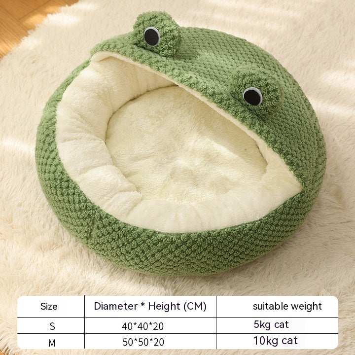 Little Frog Plush Pet Nest – Warm Cat & Dog Bed, Autumn Winter House for Small Pets