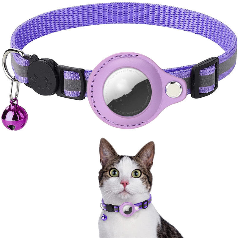 Reflective Waterproof AirTag Pet Collar – Nylon Holder for Dogs & Cats